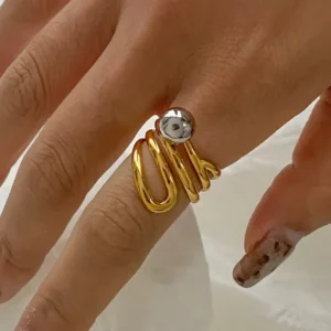 Gold Plated Orbit Curve Statement Ring